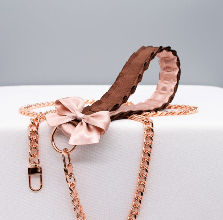 Chocolate Brown Rose Gold Leash