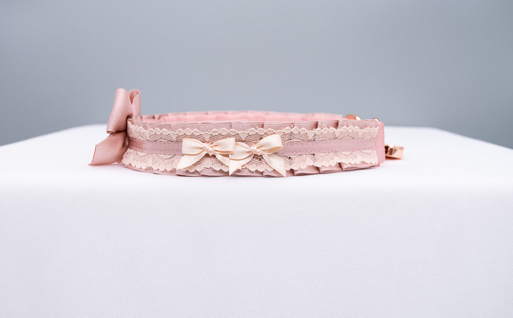 Dusty Rose and Cream Rose Gold Luxury Pet Play Collar