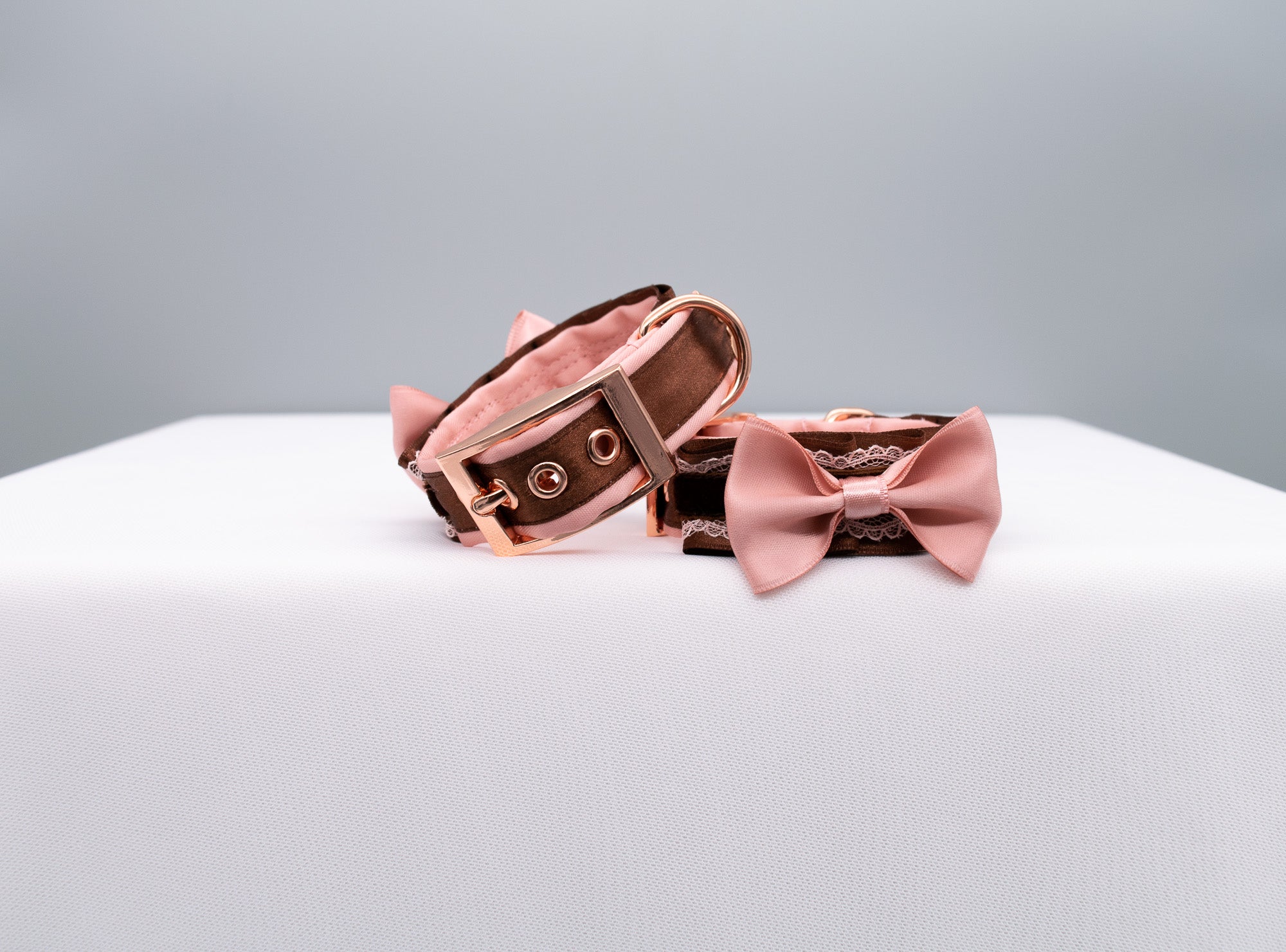 Mauve and Chocolate Brown Luxury BDSM Cuffs