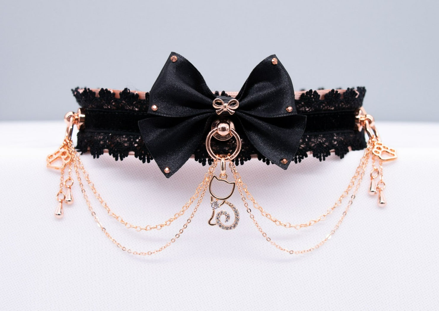 Limited Edition - Rose Gold & Black Velvet Luxury Kitten Collar