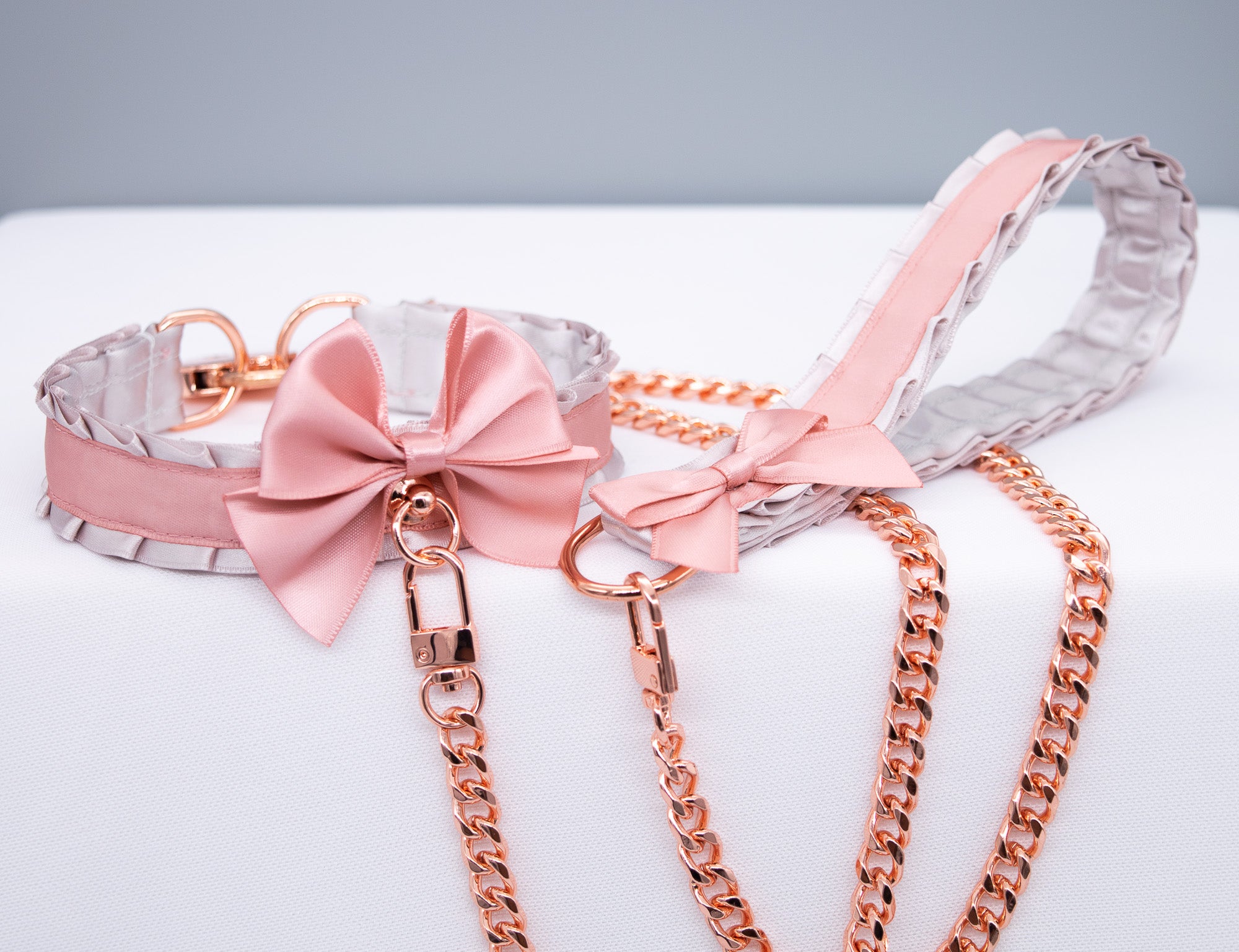 Dusty Lilac and Mauve Rose Gold Collar and Leash Set