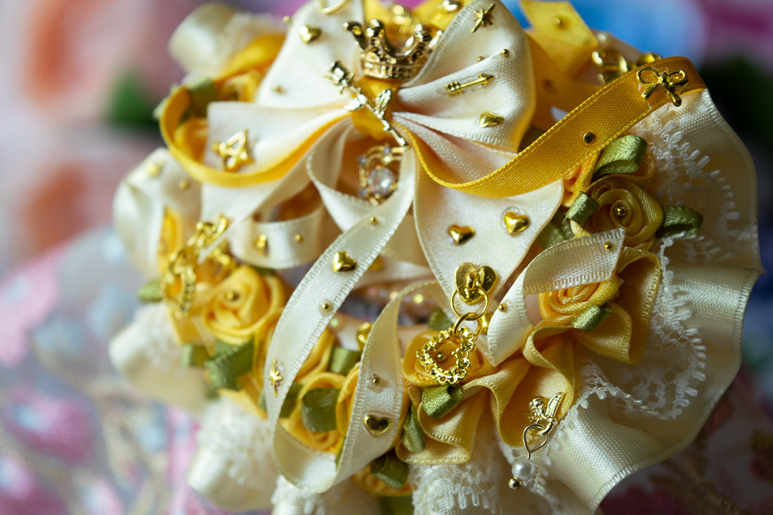 Yellow Satin Frill ~ Rose Garden Bow ~  Luxury Adult Pacifier
