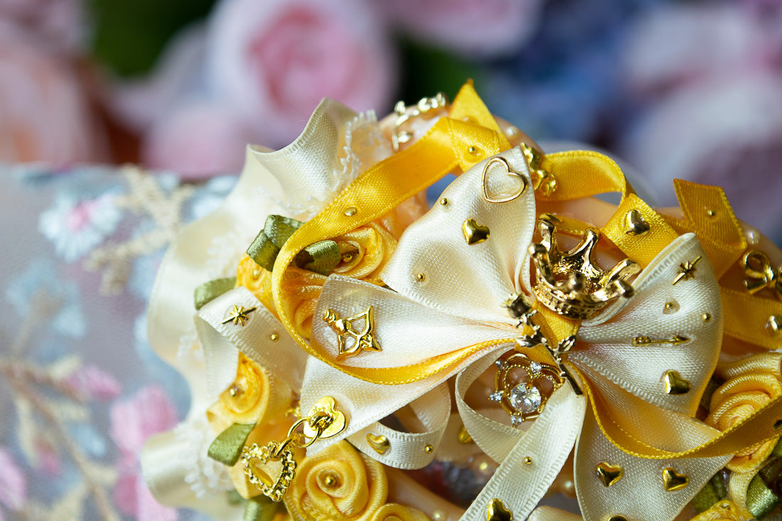 Yellow Satin Frill ~ Rose Garden Bow ~  Luxury Adult Pacifier