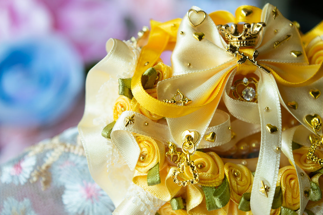 Yellow Satin Frill ~ Rose Garden Bow ~  Luxury Adult Pacifier