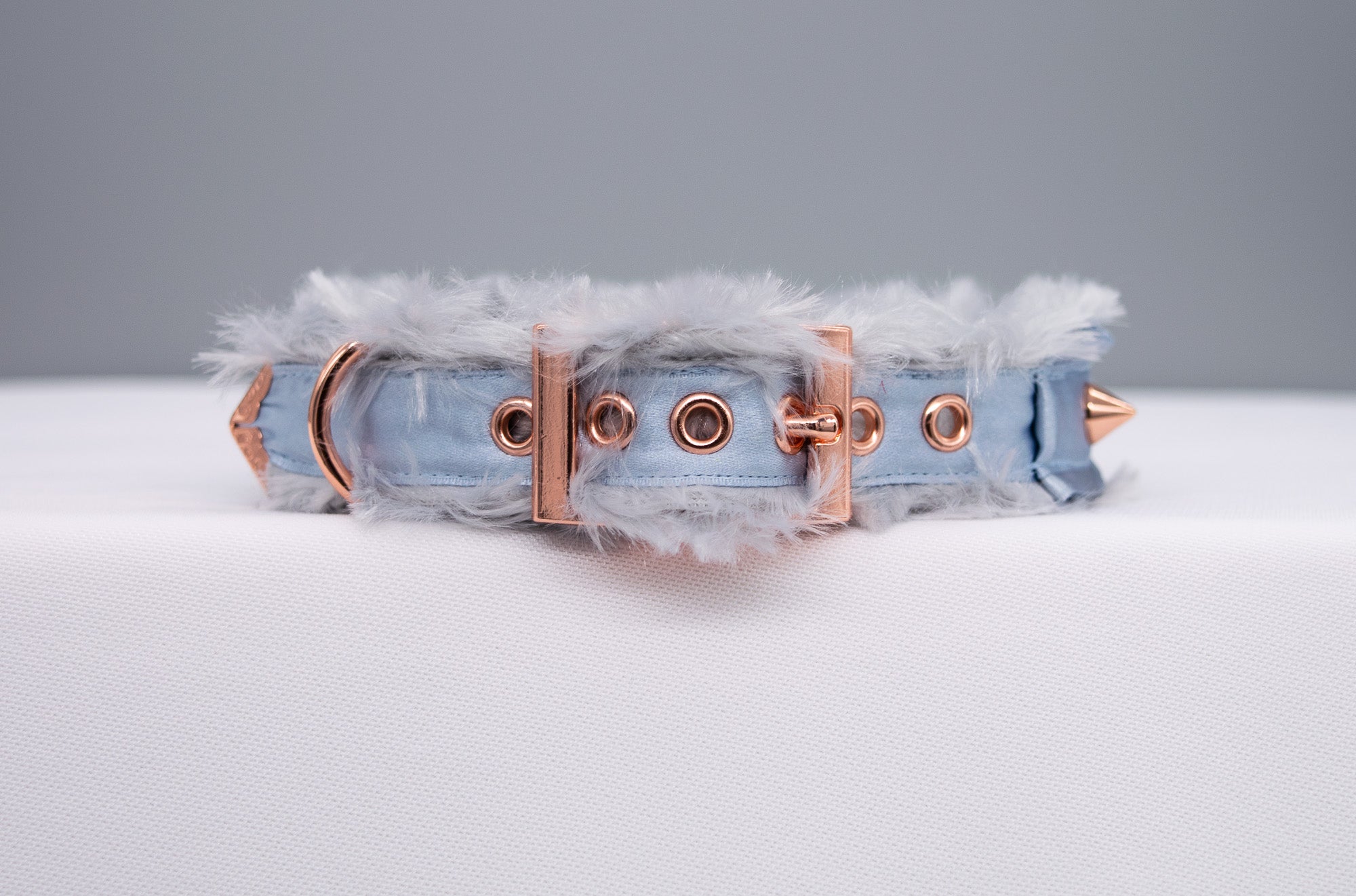French Blue "Fur" Lined O-ring BDSM Collar _LIMITED_