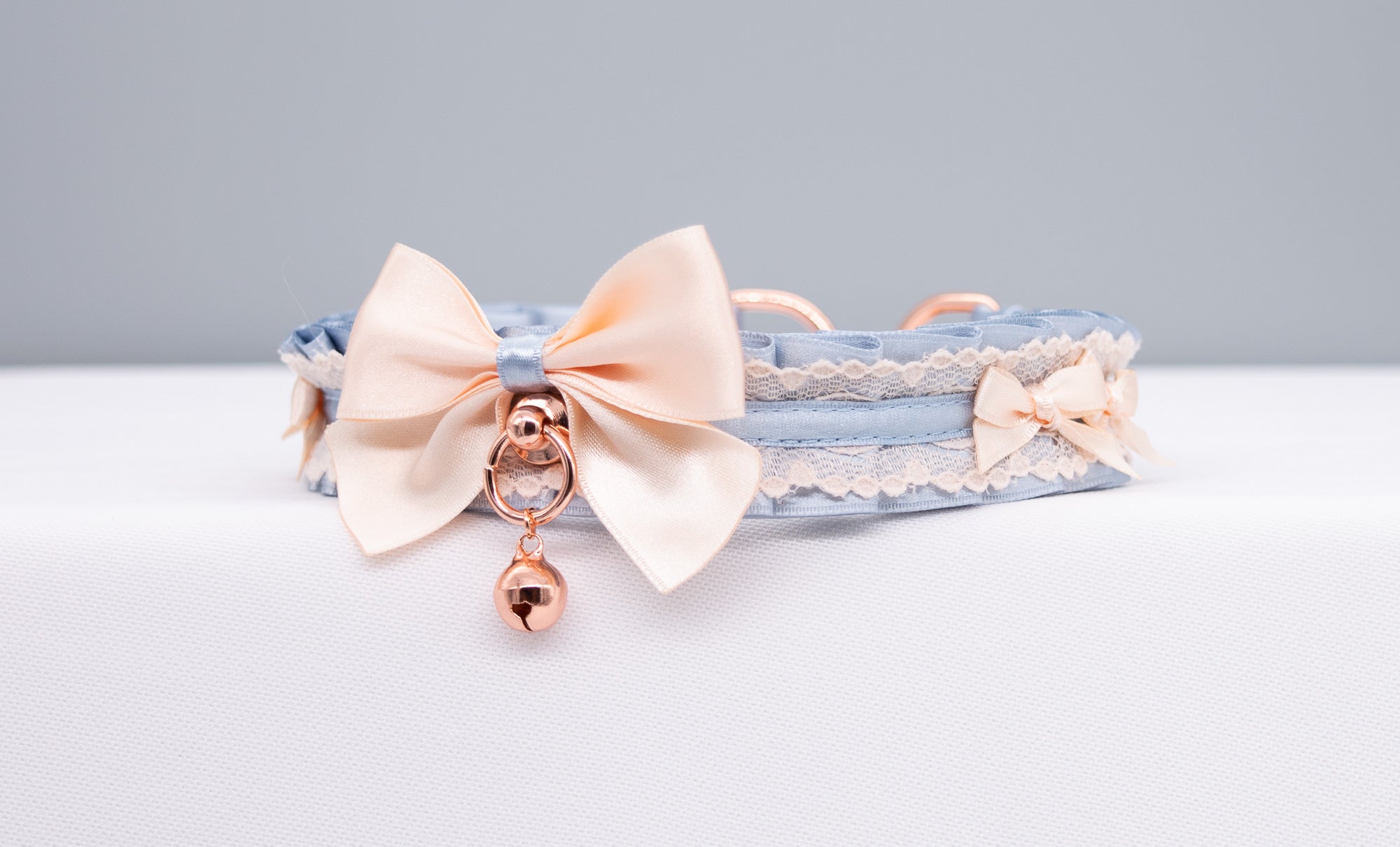 French Blue and Cream Rose Gold Luxury Pet Play Collar