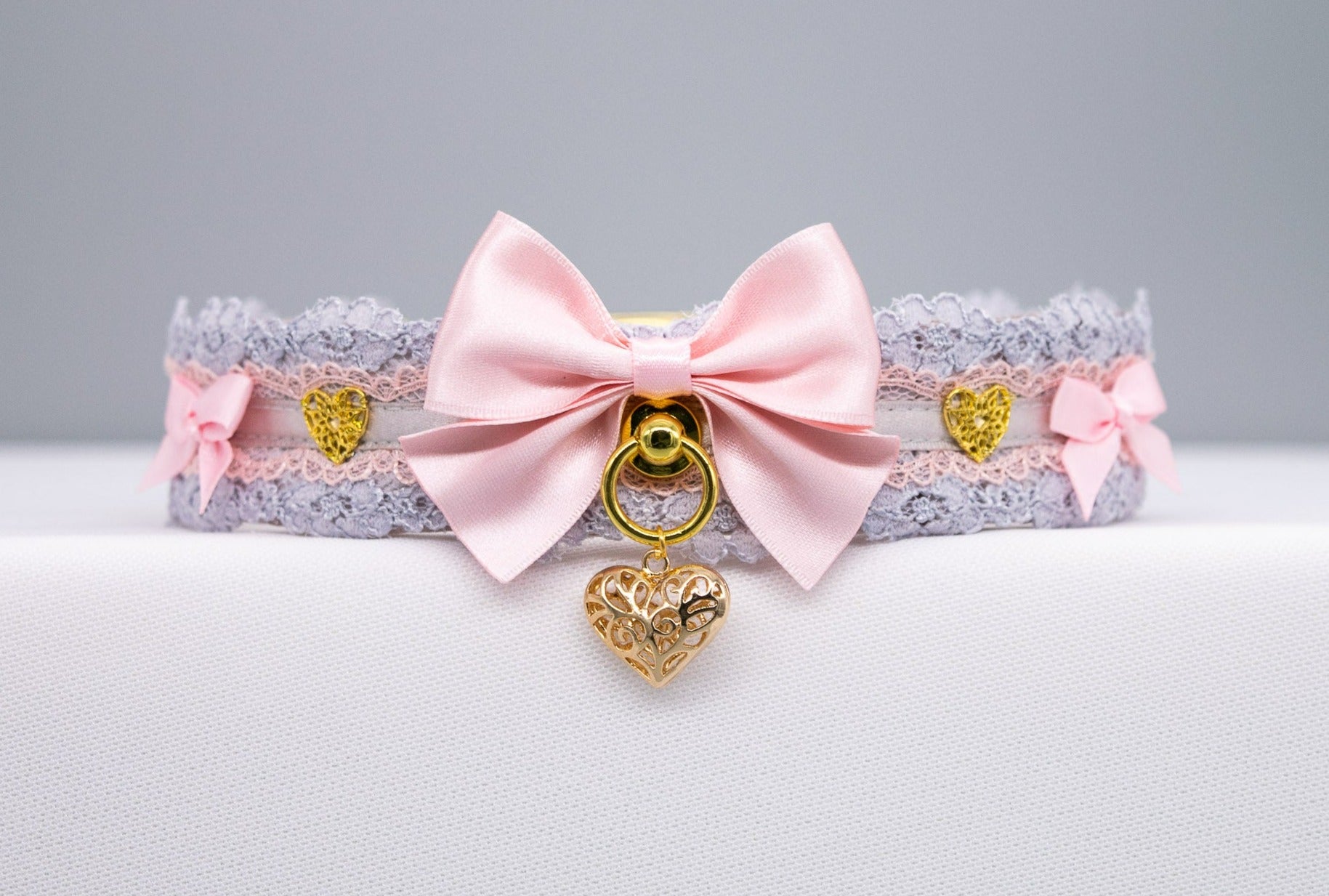 Amelie's Armored Heart - Luxury Collar in Dusty Lilac, Blush and Gold