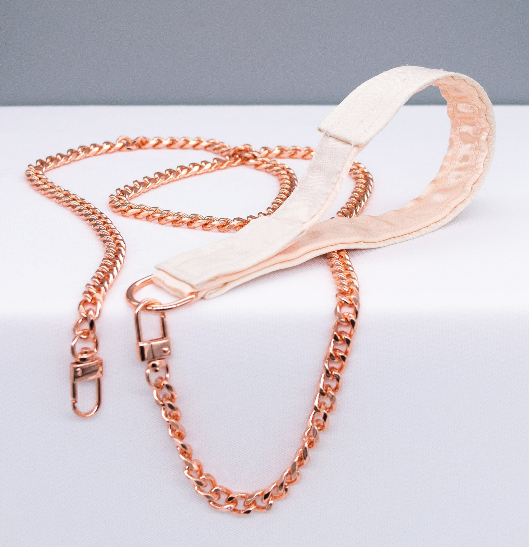 French Raw Silk ~ Rose Gold Luxury BDSM Leash