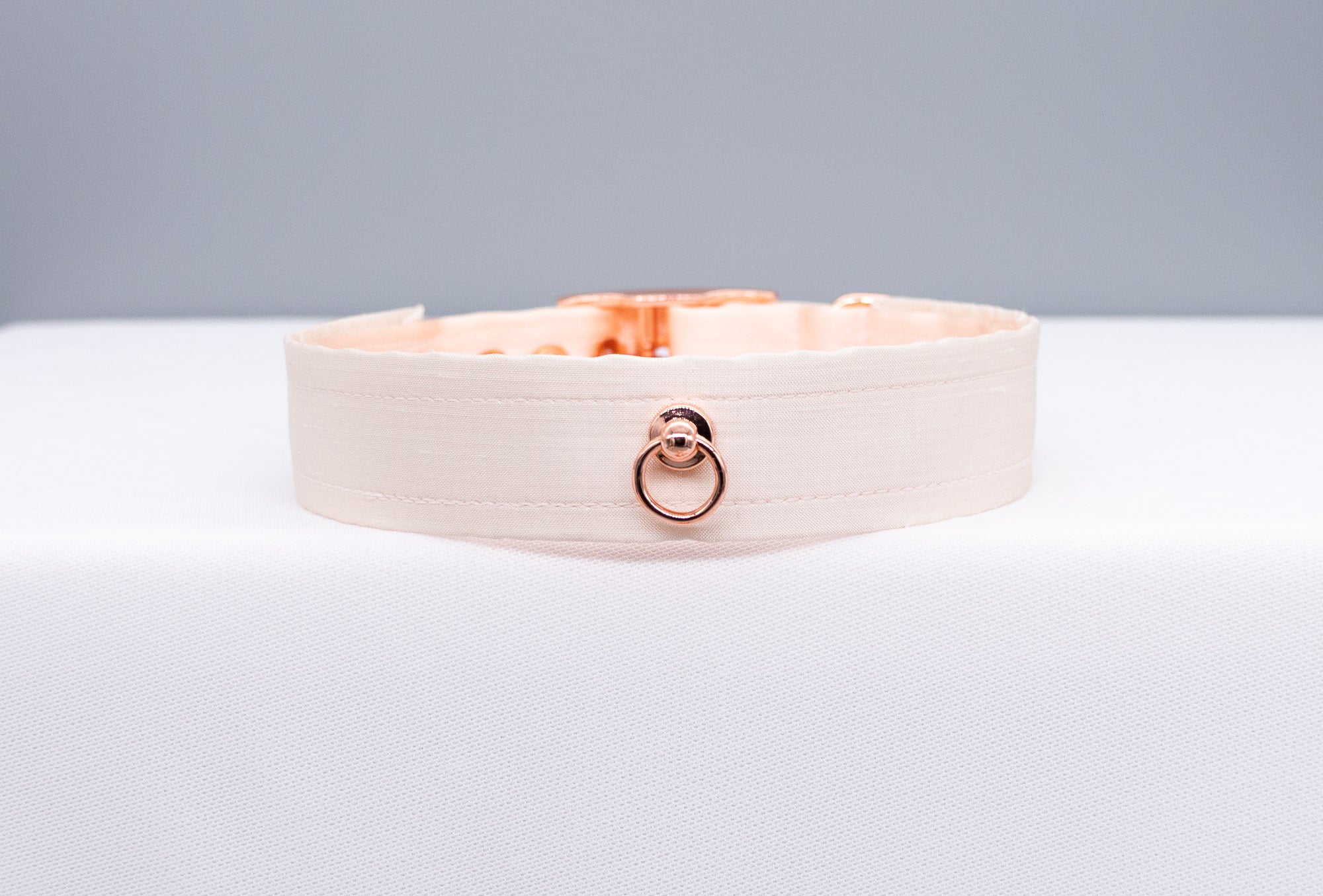 French Raw Silk - Luxury Rose Gold Collar and Leash Set