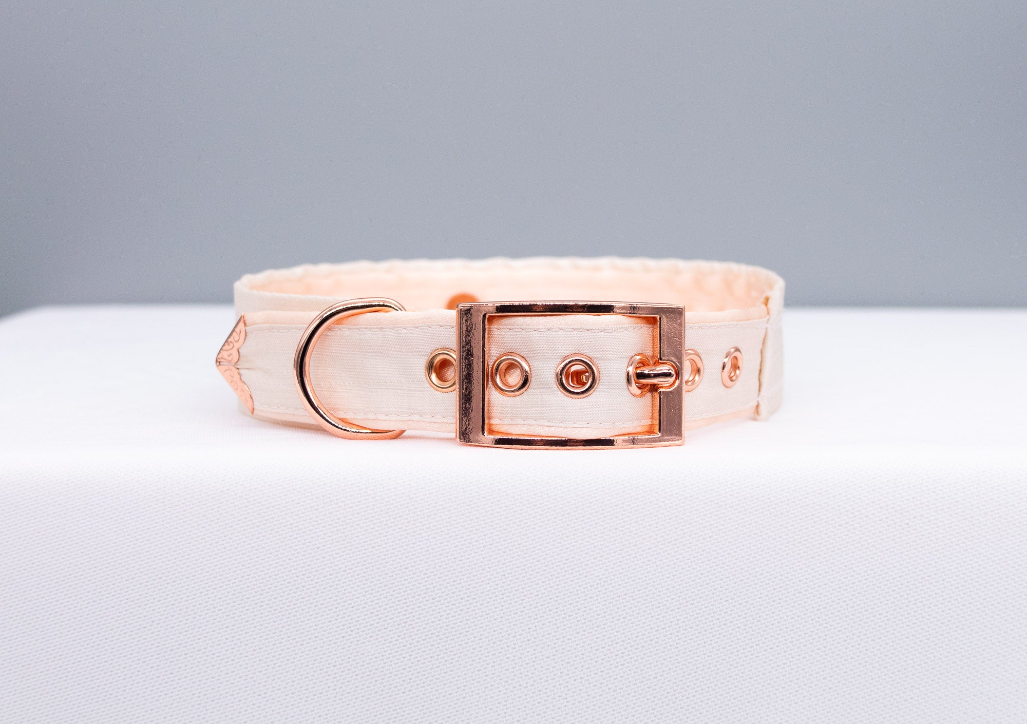 French Raw Silk - Luxury Rose Gold Collar and Leash Set