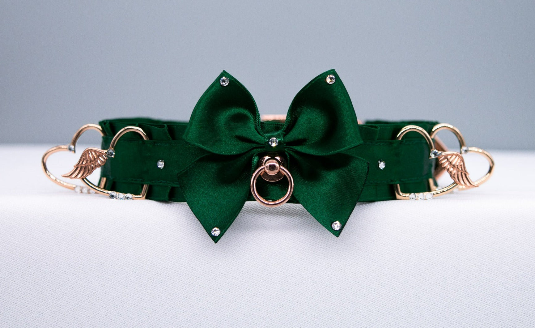 Hunter Green and Rose Gold Heart Collar