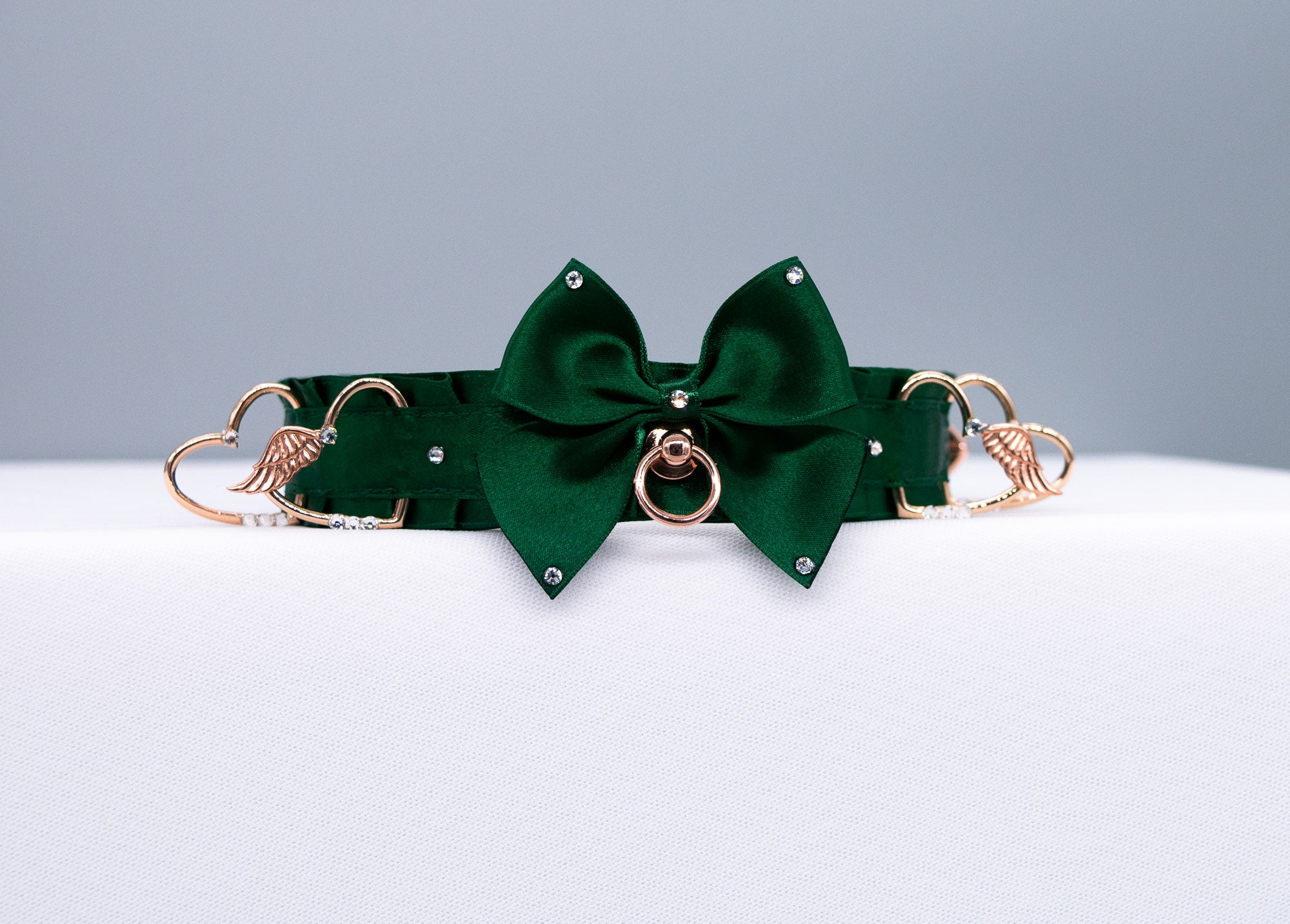 Hunter Green and Rose Gold Heart Collar