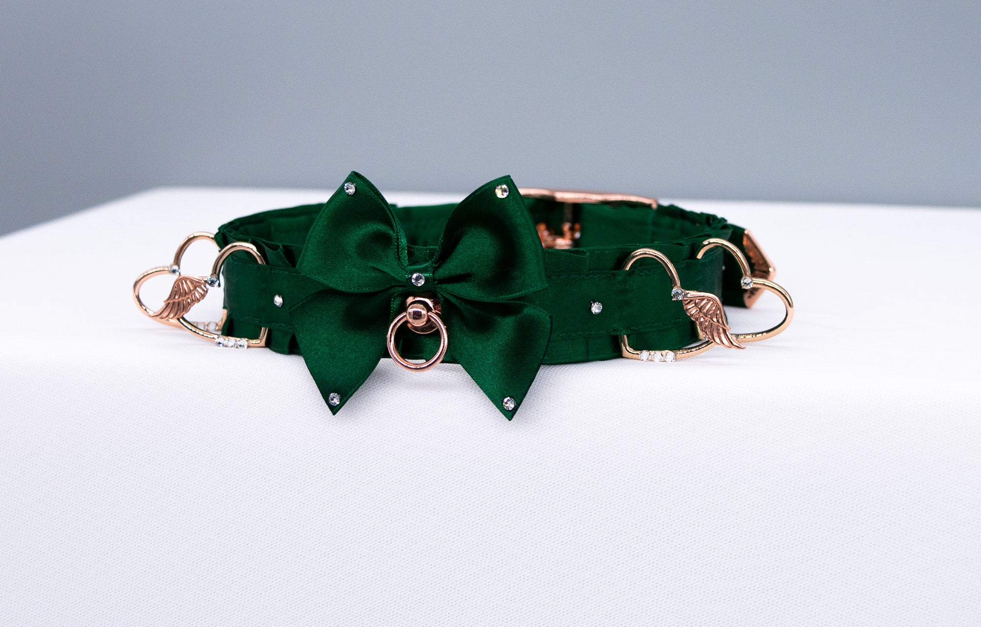 Hunter Green and Rose Gold Heart Collar