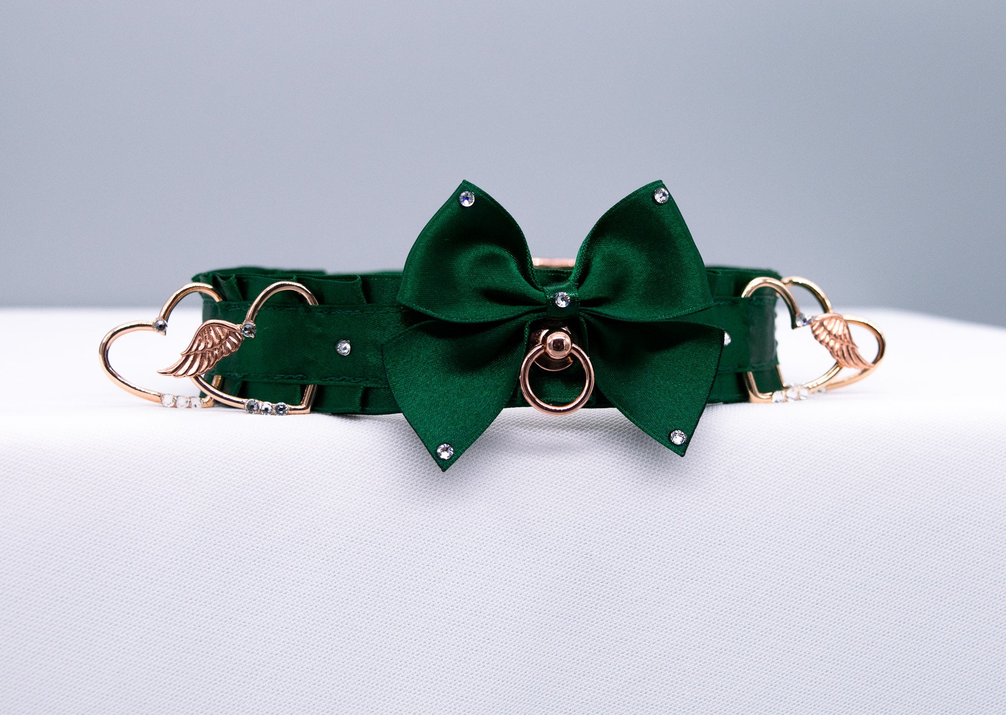 Hunter Green and Rose Gold Heart Collar