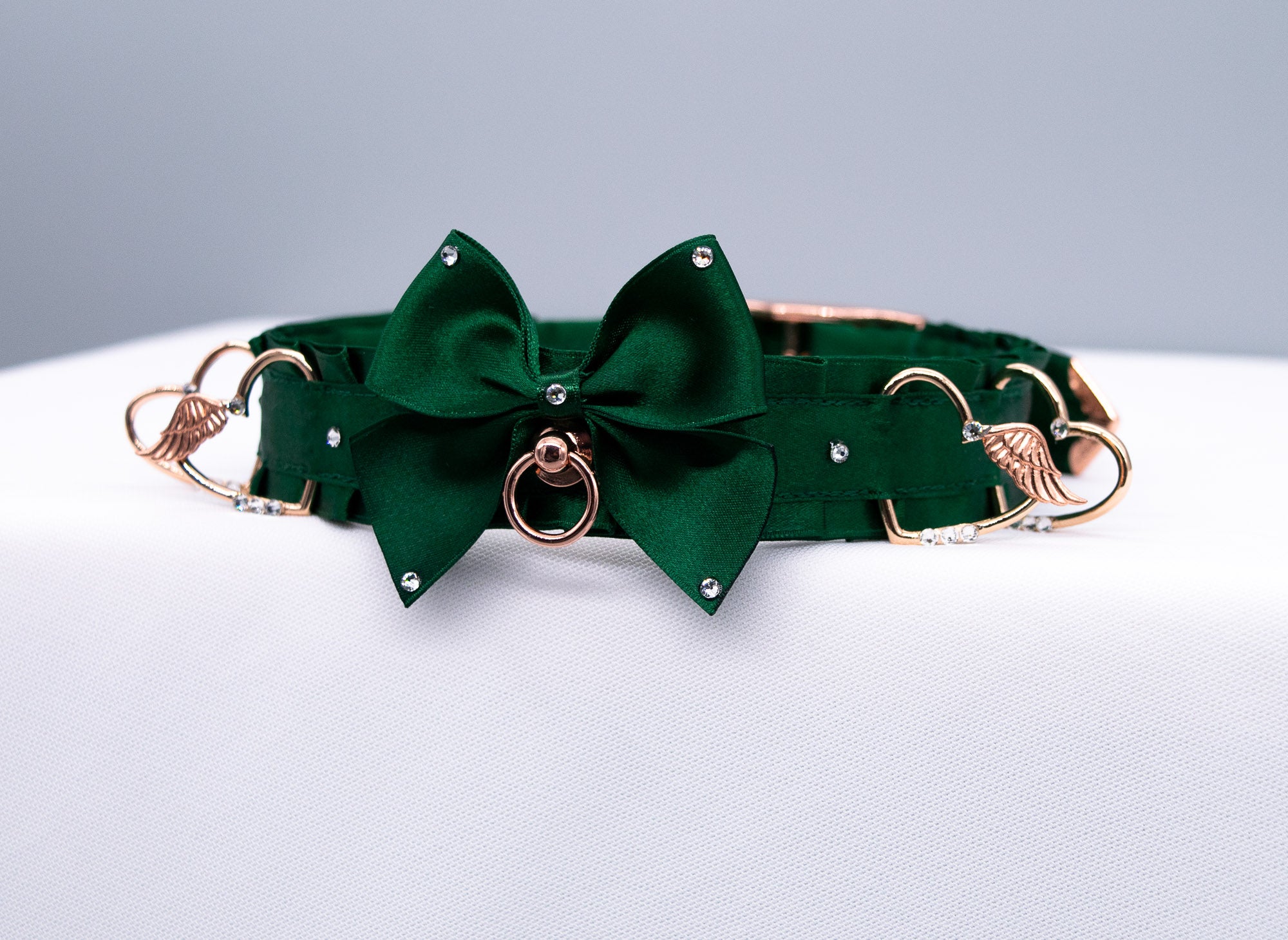Hunter Green and Rose Gold Heart Collar