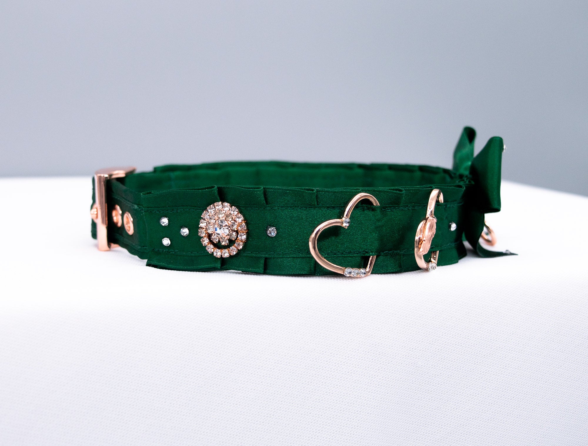 Hunter Green and Rose Gold Heart Collar