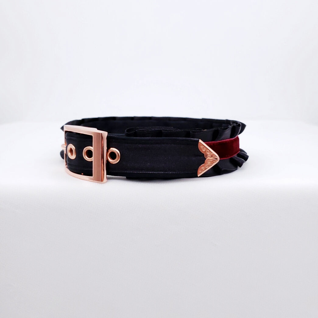 Black & Maroon Velvet Collar