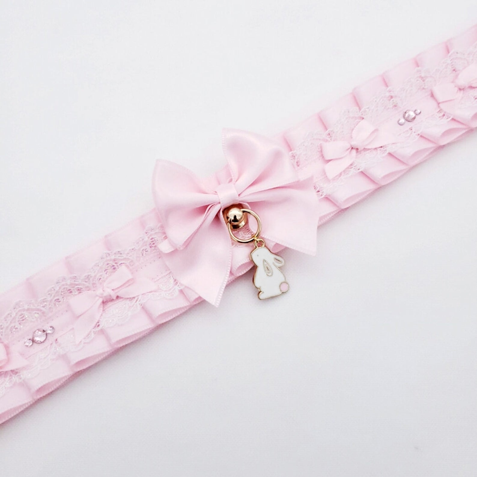 Classic Pink and Gold Bunny Pet Play Collar