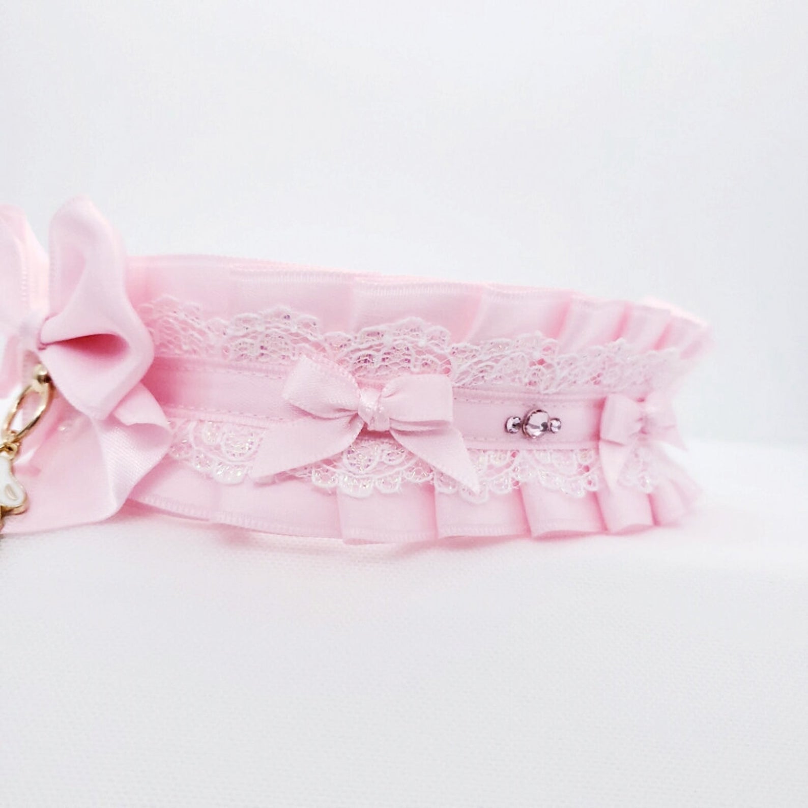 Classic Pink and Gold Bunny Pet Play Collar
