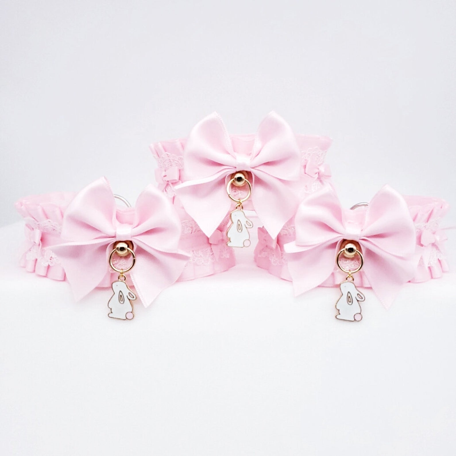 Classic Pink and Gold Bunny Pet Play Collar