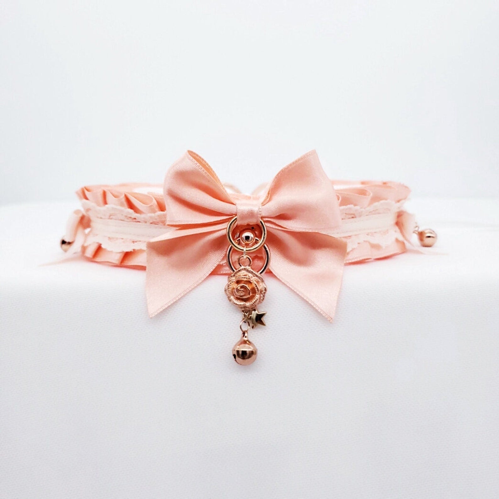 Peach and Rose Gold Lacey Pet Play Collar