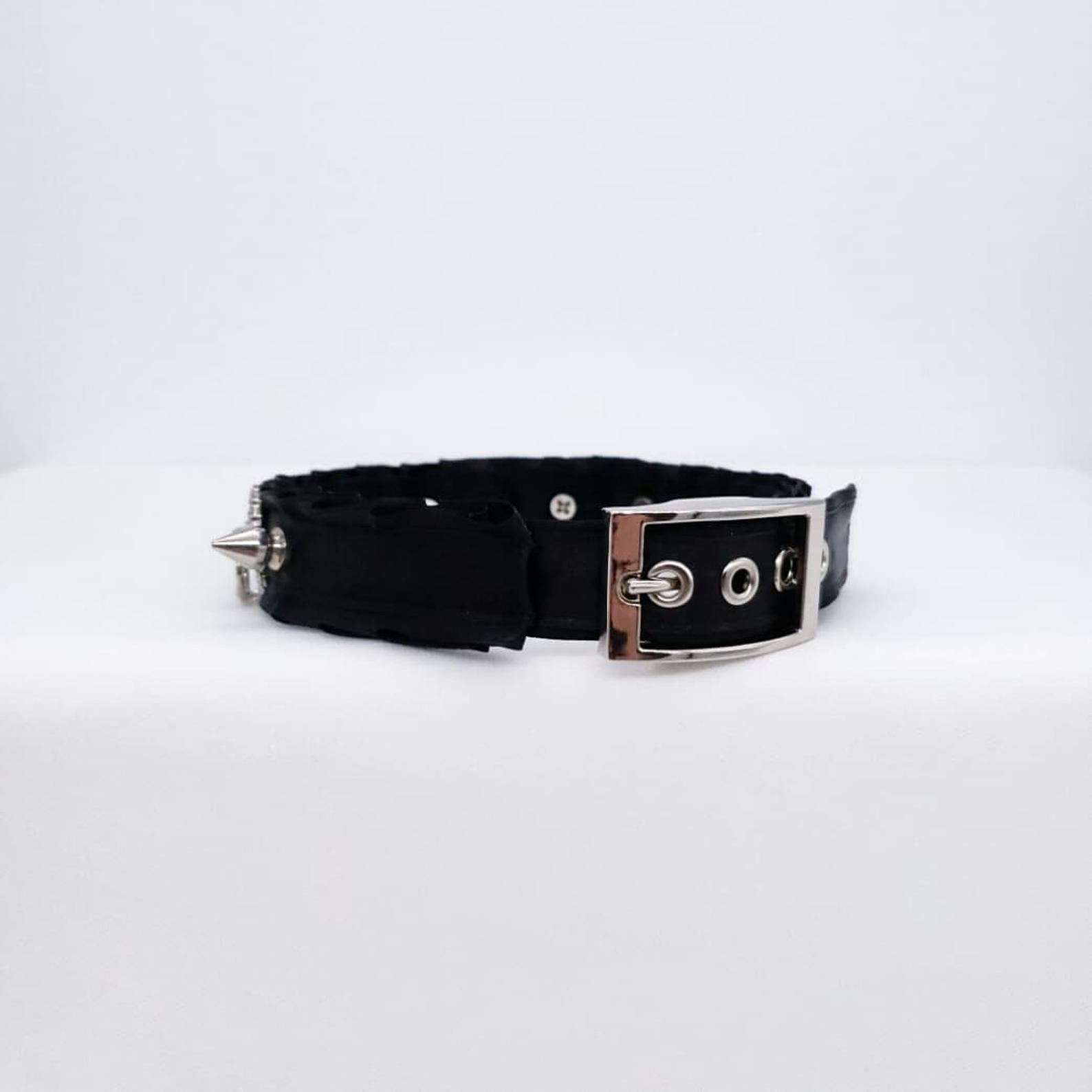 Black and Silver Spiked Sparkling Collar