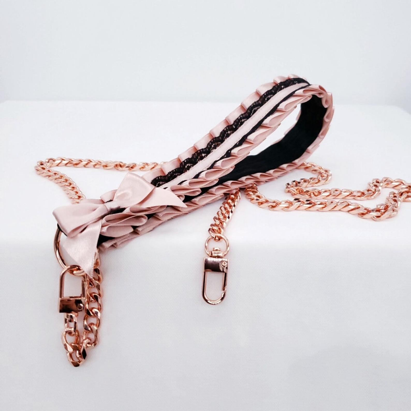 Rose Gold and Black Lace Luxury BDSM Leash