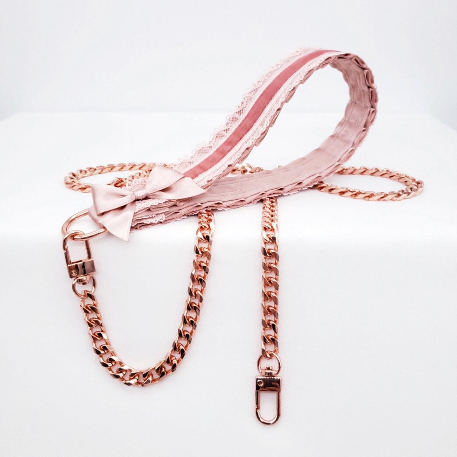 Rose Gold and Blush Velvet Luxury BDSM Leash