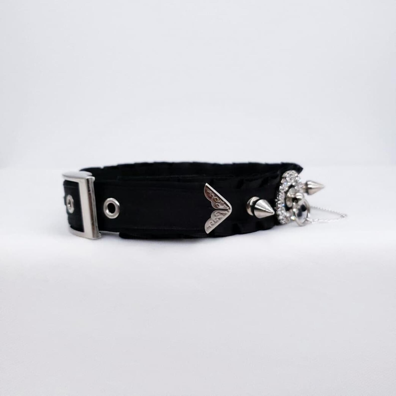 Black and Silver Spiked Sparkling Collar