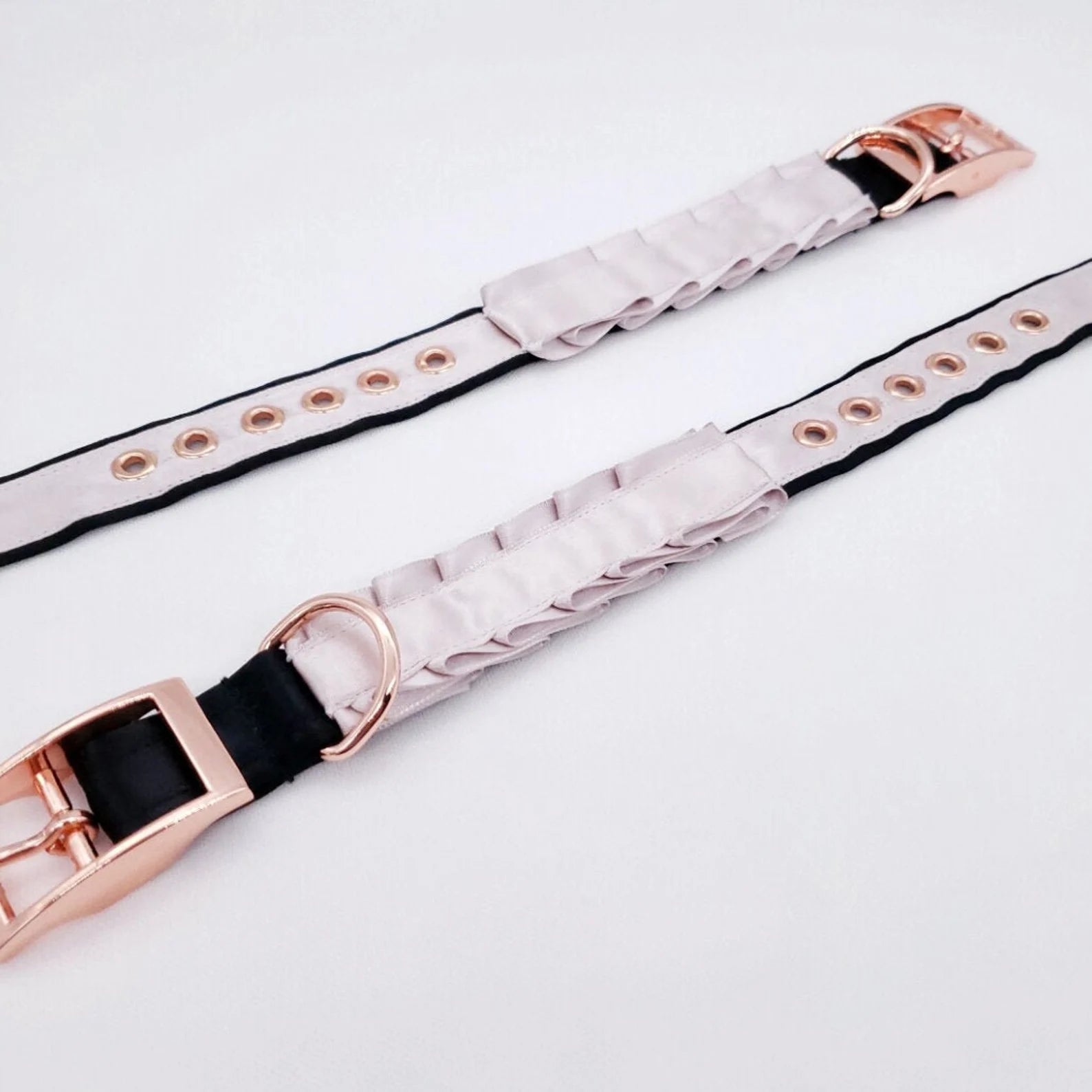 Dusty Lilac, Black and Rose Gold BDSM Cuffs