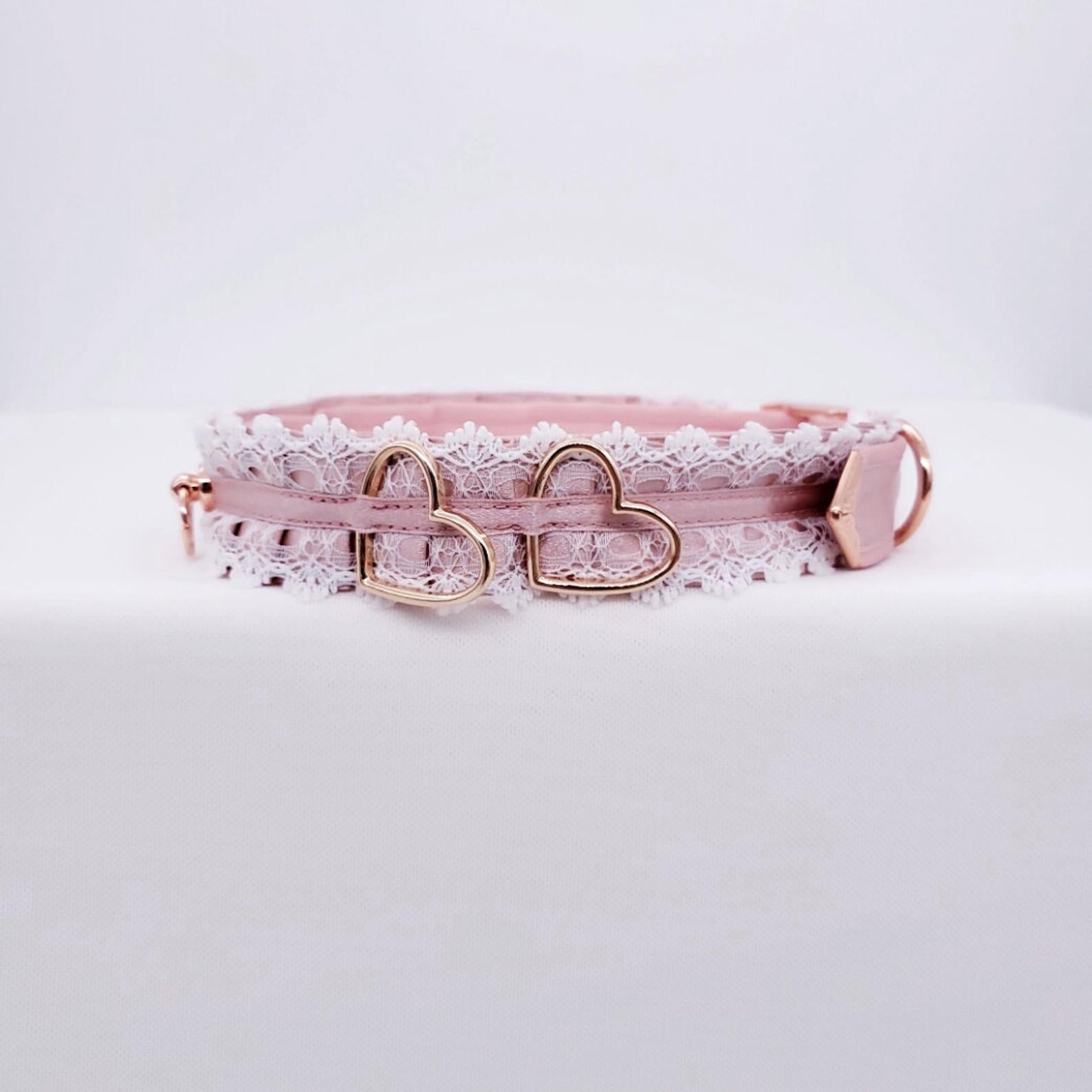 Dusty Rose and White Lace Luxury Rose Gold Collar