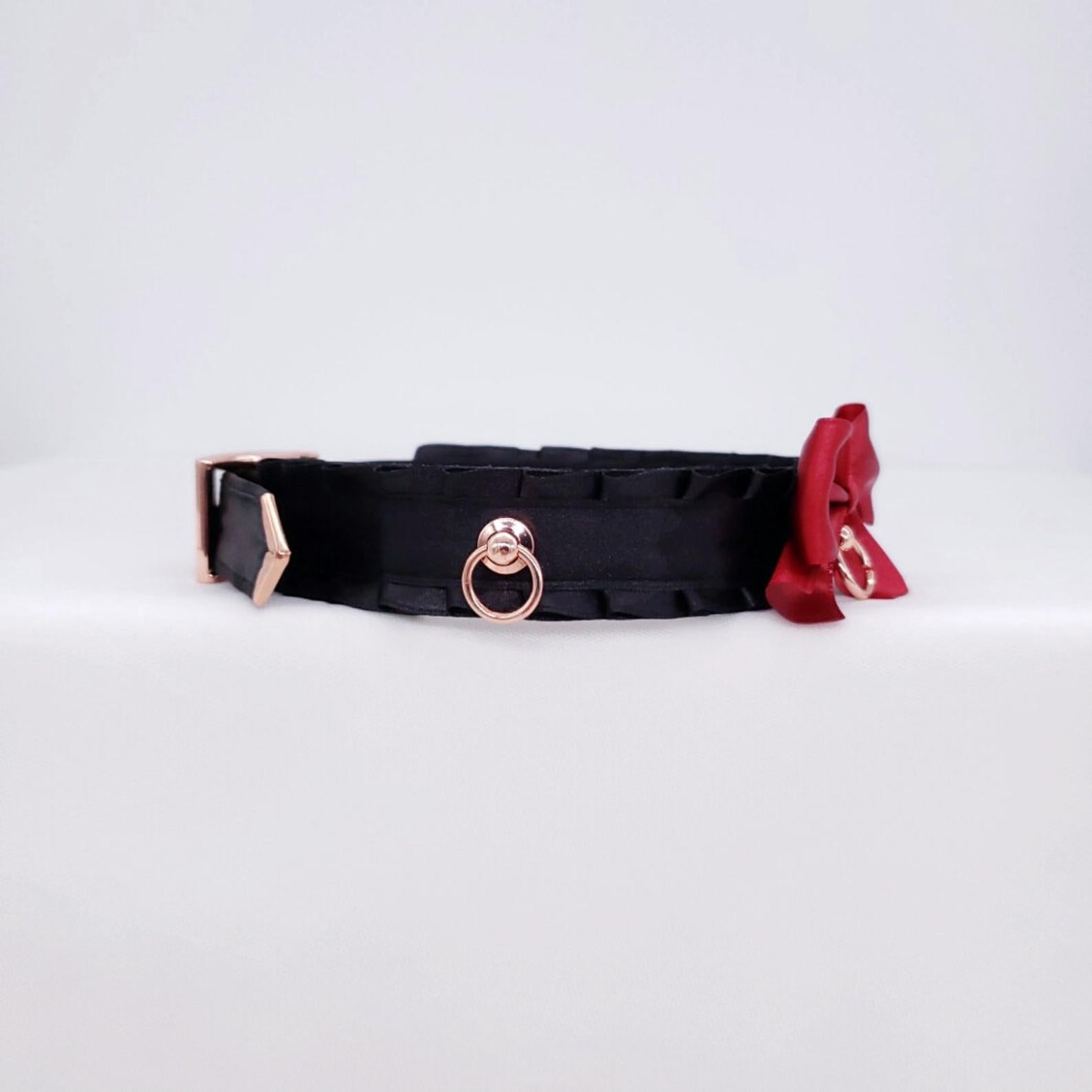 Black, Red and Rose Gold Pet Play Collar