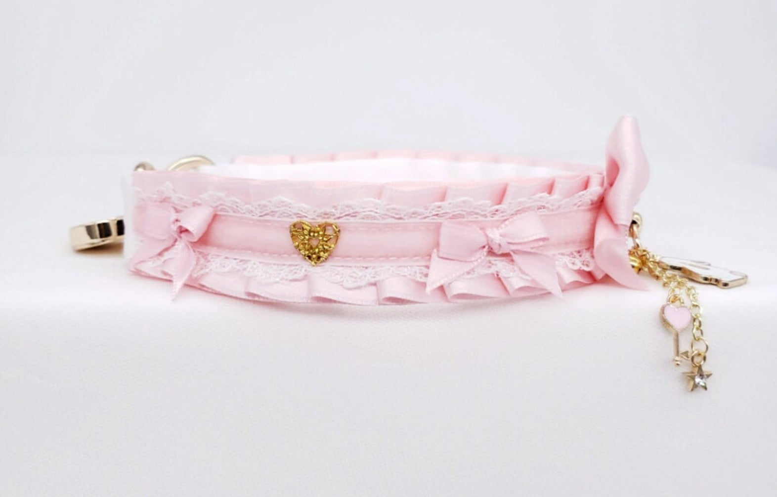 Pink Velvet and Gold Bunny Pet Play Collar