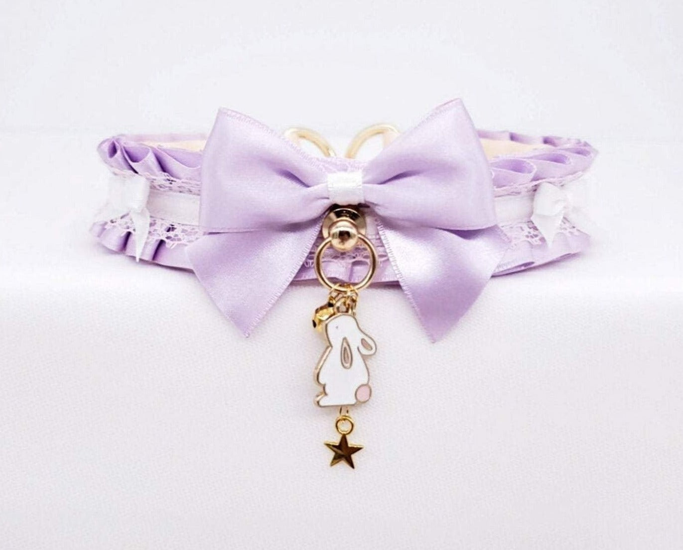 Lilac, Gold and White Bunny Pet Play Collar