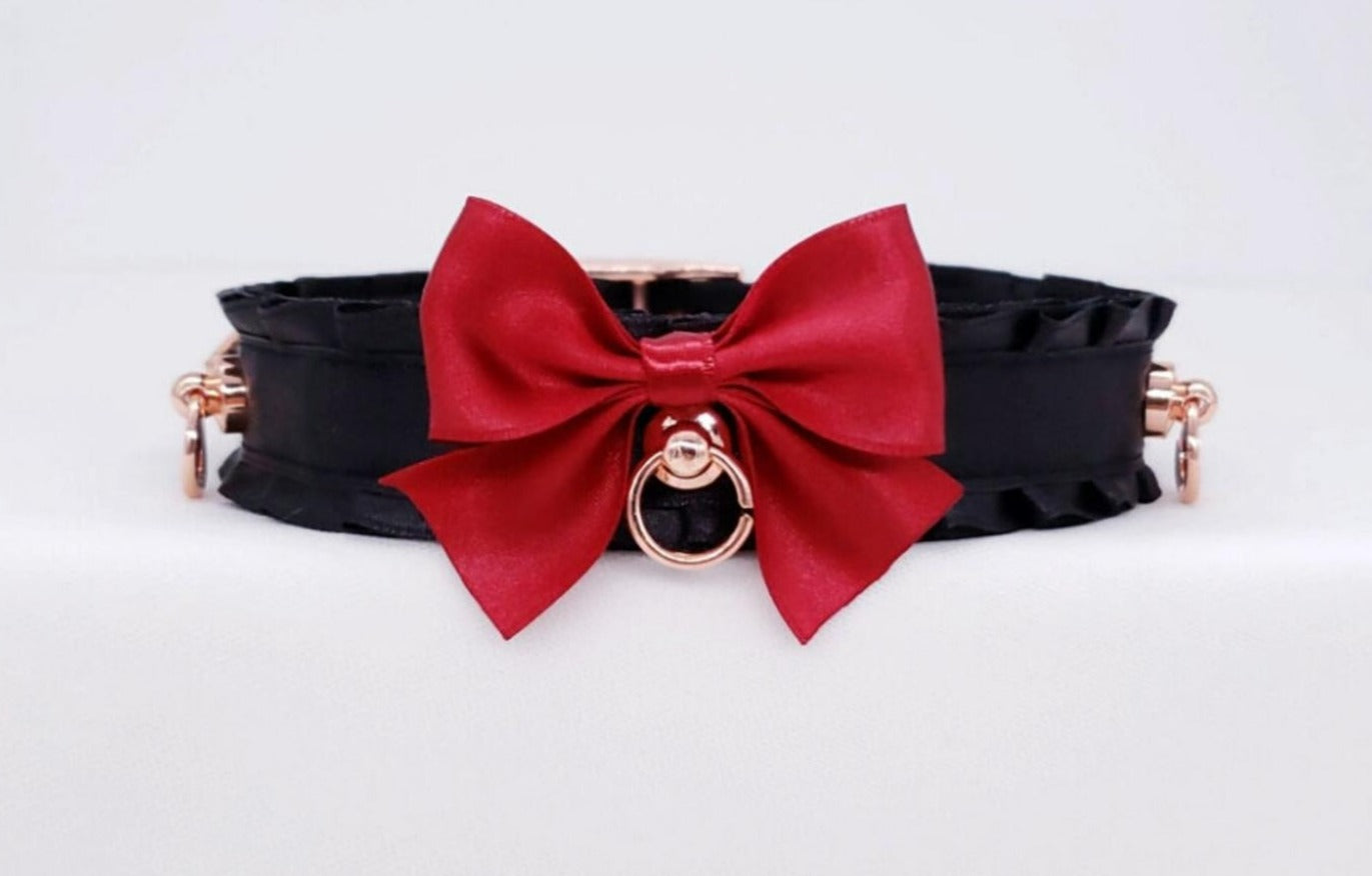 Black, Red and Rose Gold Pet Play Collar