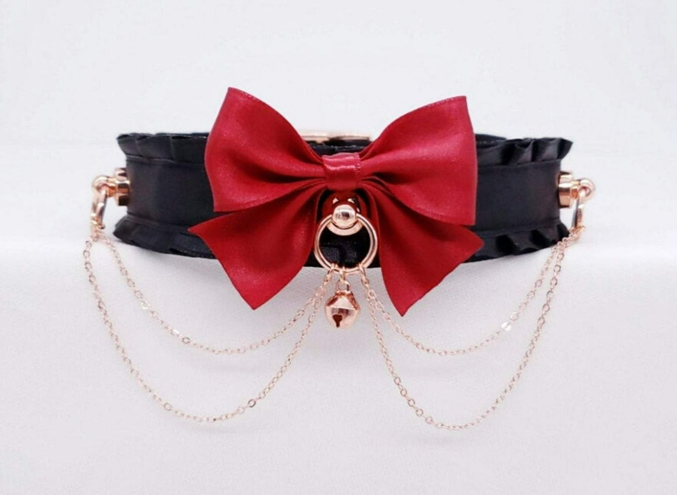 Black, Red and Rose Gold Collar with Chains