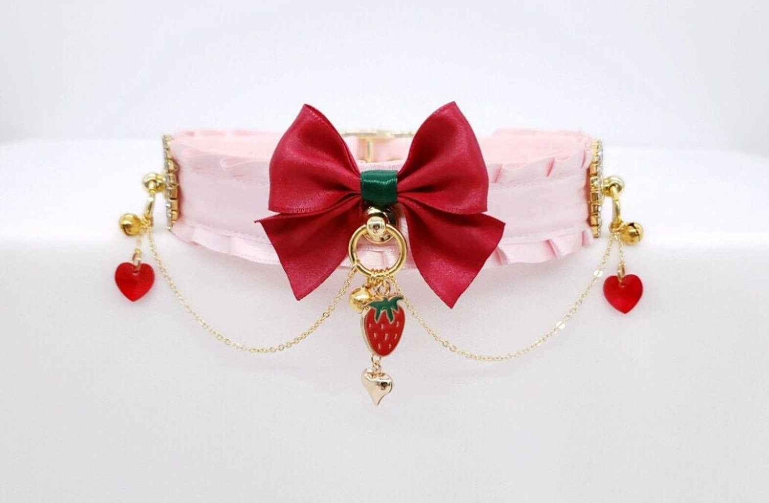 Strawberry Love Pink and Gold Luxe Sparkle Collar