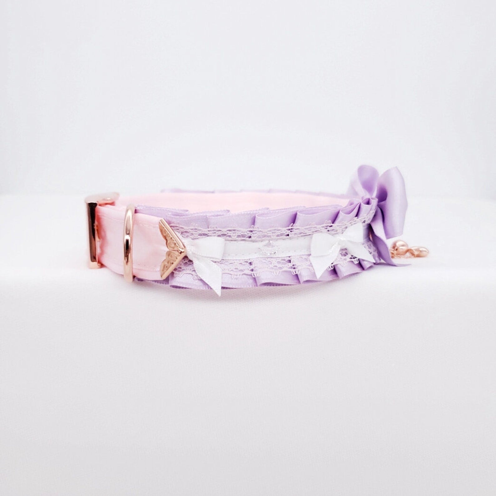 Lilac White and Pink Rose Gold Pet Play Collar