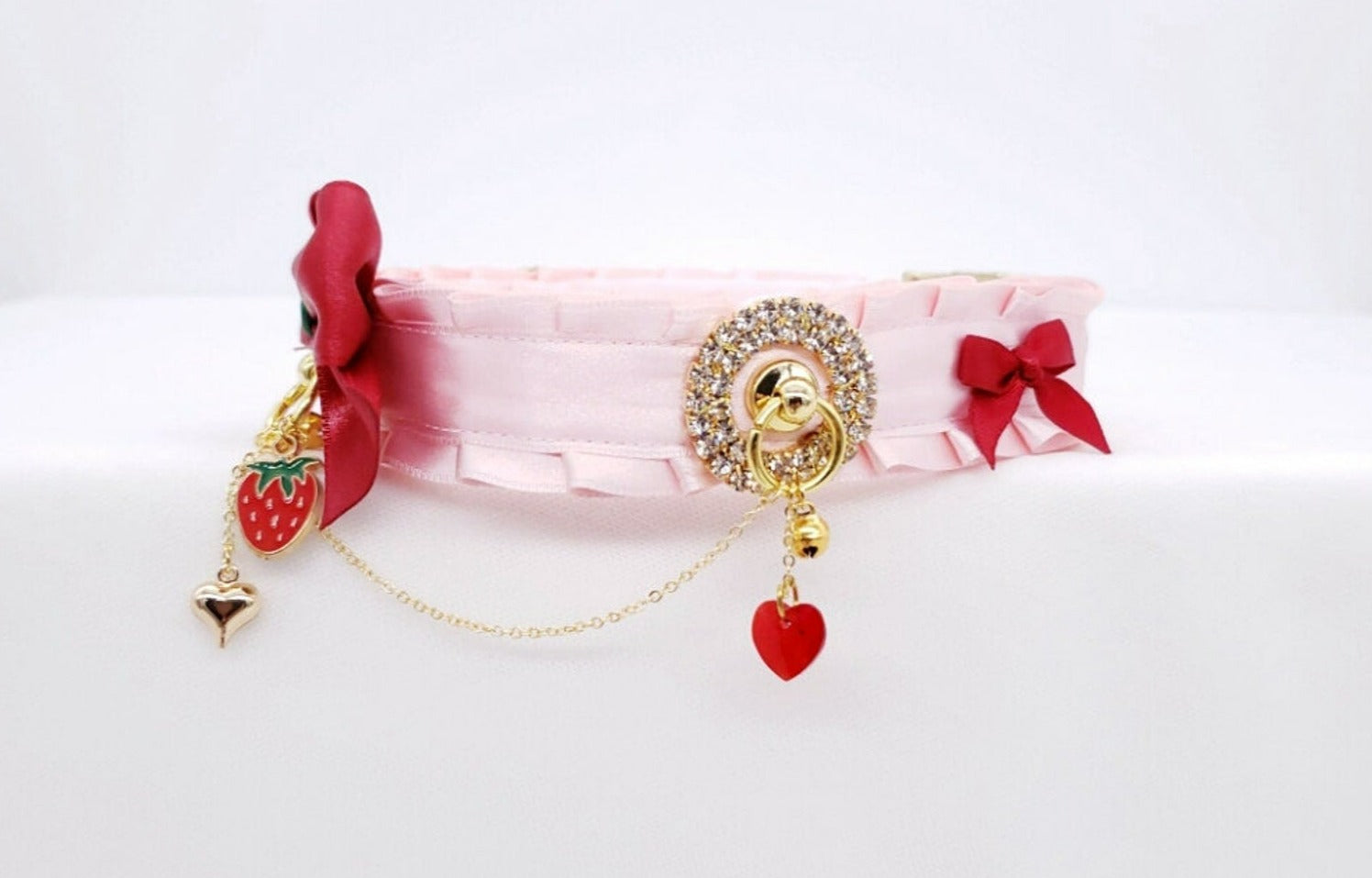 Strawberry Love Pink and Gold Luxe Sparkle Collar