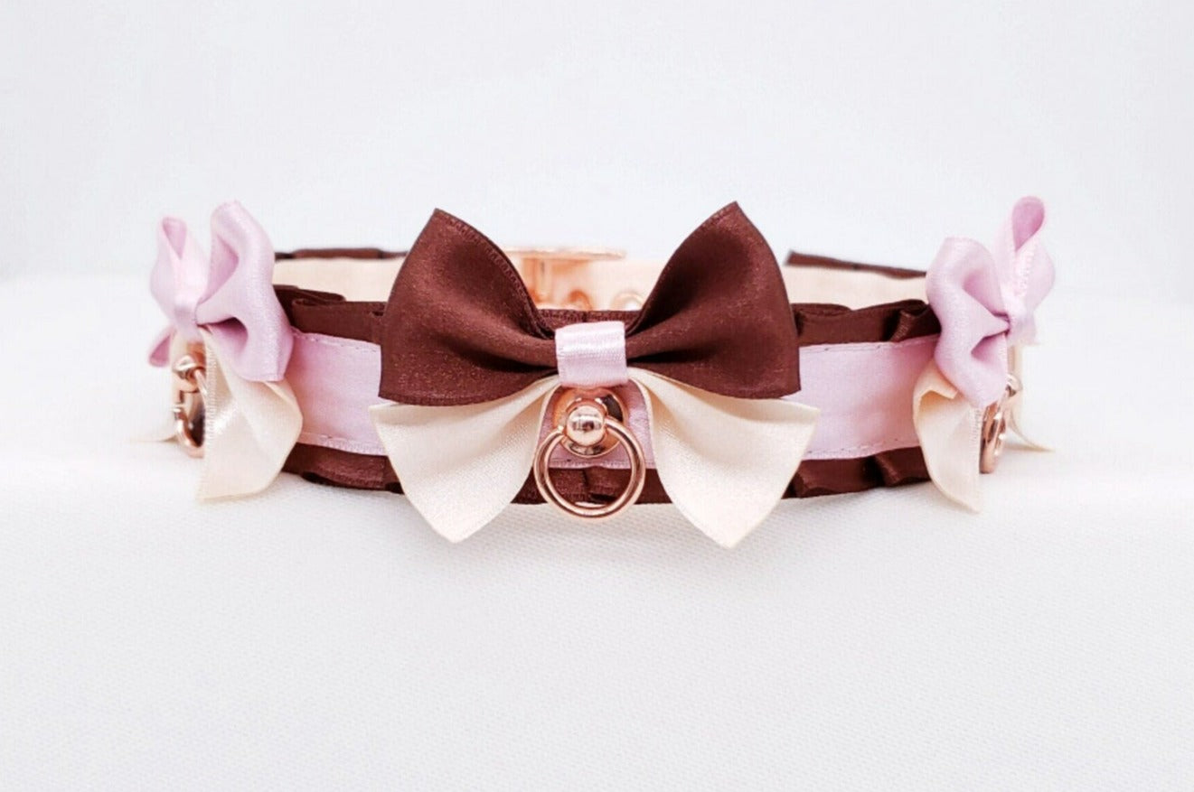 Neapolitan - Chocolate, Pink, Cream Pet Play Collar