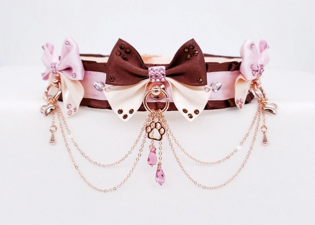 Limited Edition - Deluxe Neapolitan - Chocolate, Pink, Cream Pet Play Collar