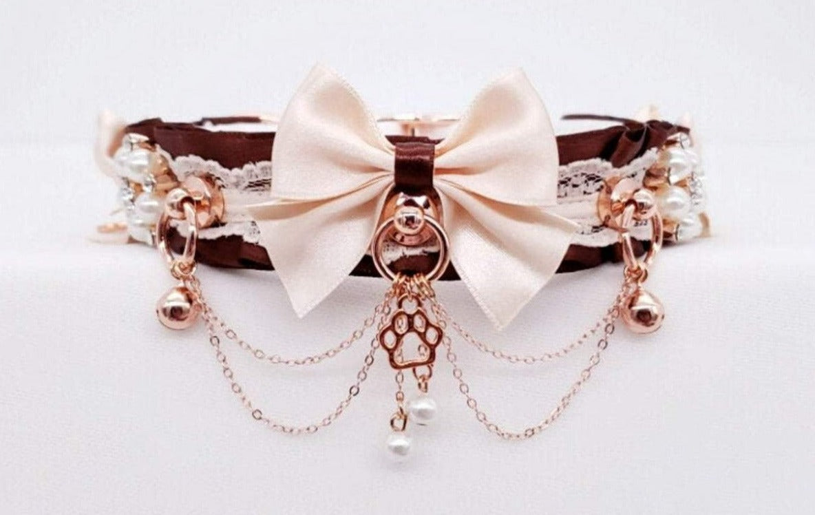 Chocolate and Cream Puppy Luxe Collar - Pet Play